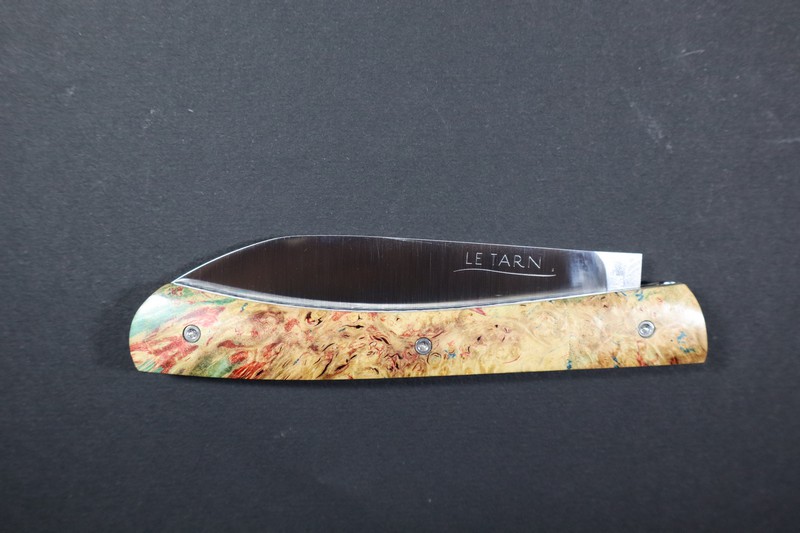 Couteau pliant Le Tarn® manche loupe stabilisée bi-color et platines ciselées