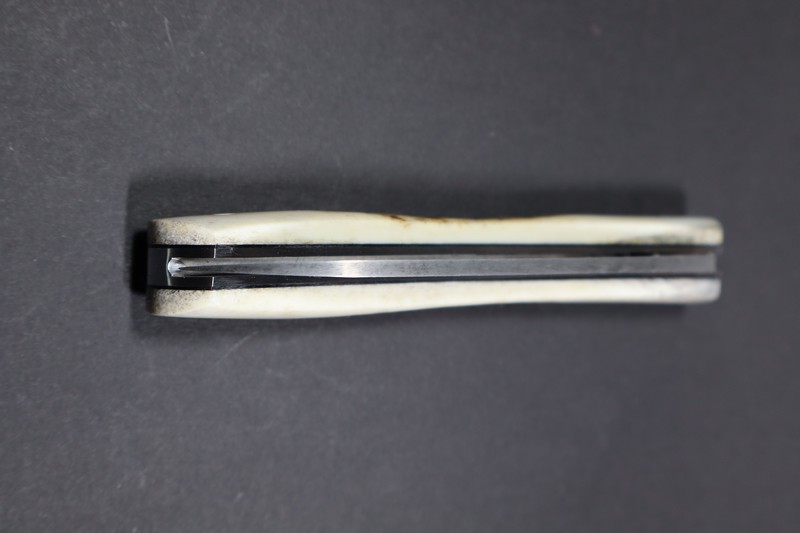 couteau Le Tarn lame damas plume G.A. bois de cerf 14